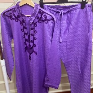 Dashiki 2-Piece Shirt & Pant Suit, African Men's Dashiki, Hand embroidery Large